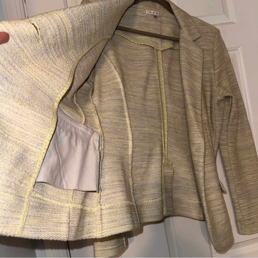 CAbi One Fine Day Lemon Zest Tweed Bouclé single button Blazer Jacket 8 - Picture 9 of 16
